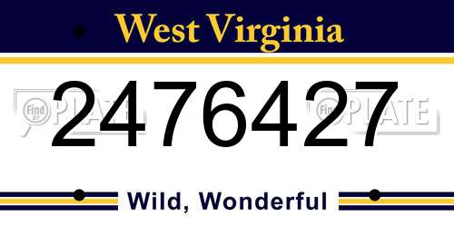 2476427 West Virginia License Plate