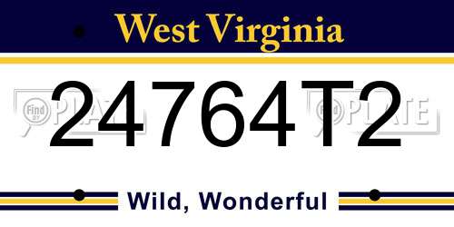 24764T2 West Virginia License Plate