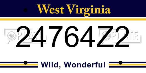 24764Z2 West Virginia License Plate