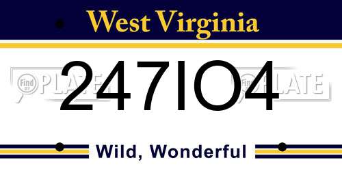 247IO4 West Virginia License Plate