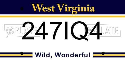 247IQ4 West Virginia License Plate
