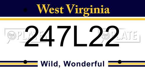 247L22 West Virginia License Plate
