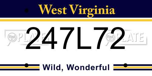 247L72 West Virginia License Plate