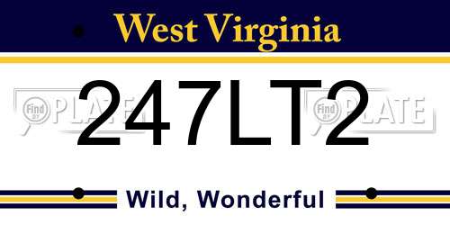 247LT2 West Virginia License Plate