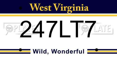 247LT7 West Virginia License Plate