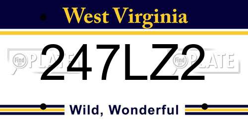 247LZ2 West Virginia License Plate