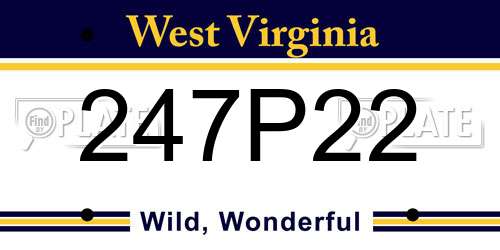 247P22 West Virginia License Plate