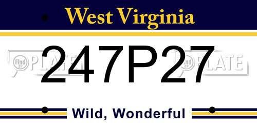 247P27 West Virginia License Plate