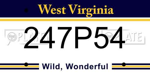 247P54 West Virginia License Plate