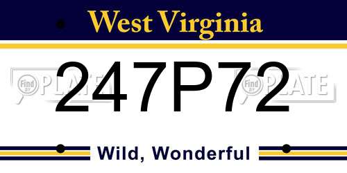 247P72 West Virginia License Plate