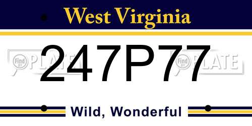 247P77 West Virginia License Plate