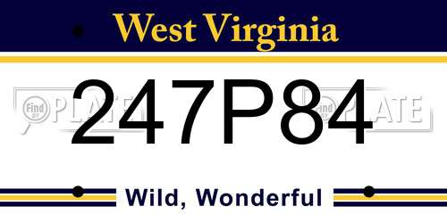 247P84 West Virginia License Plate