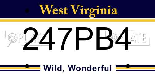 247PB4 West Virginia License Plate