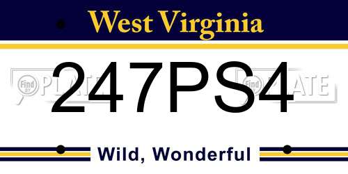 247PS4 West Virginia License Plate