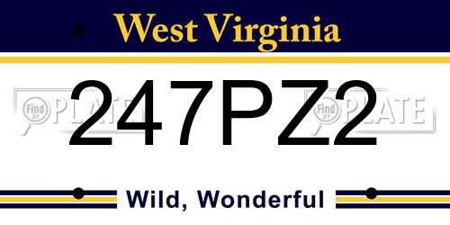 247PZ2 West Virginia License Plate