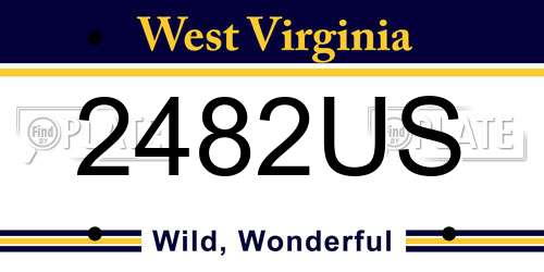 2482US West Virginia License Plate