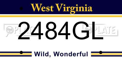 2484GL West Virginia License Plate