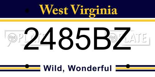2485BZ West Virginia License Plate