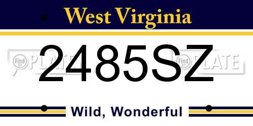 2485SZ West Virginia License Plate
