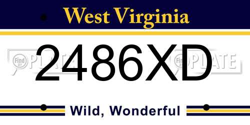 2486XD West Virginia License Plate