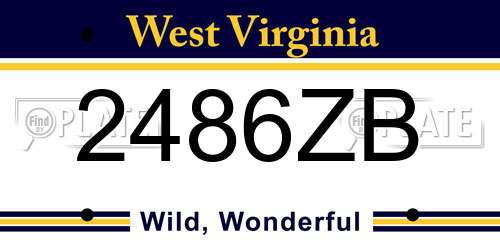 2486ZB West Virginia License Plate