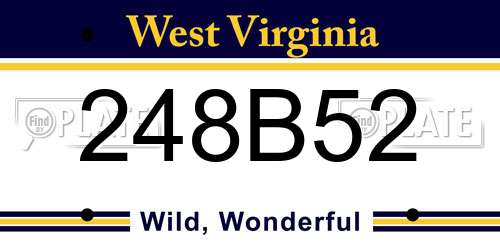 248B52 West Virginia License Plate
