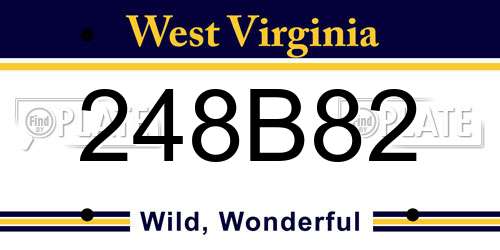 248B82 West Virginia License Plate