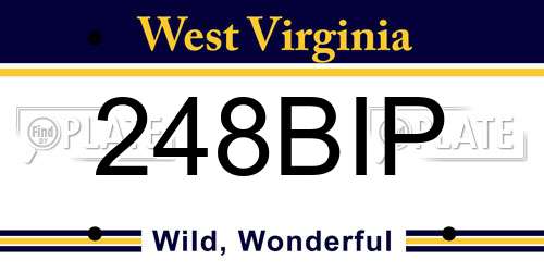248BIP West Virginia License Plate