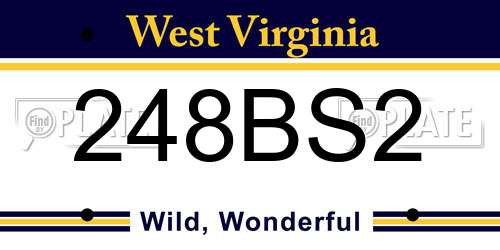 248BS2 West Virginia License Plate