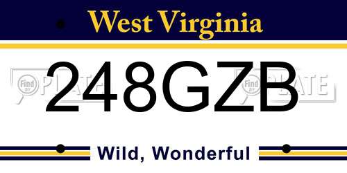 248GZB West Virginia License Plate
