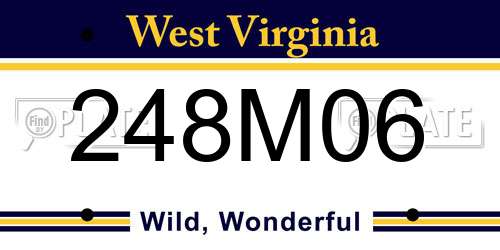 248M06 West Virginia License Plate