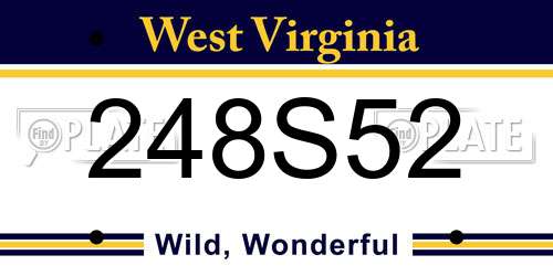 248S52 West Virginia License Plate