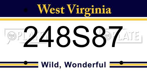 248S87 West Virginia License Plate