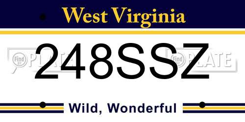 248SSZ West Virginia License Plate