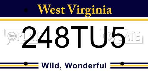 248TU5 West Virginia License Plate