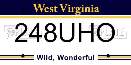 248UHO West Virginia License Plate