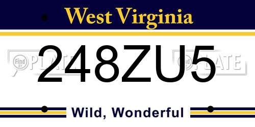 248ZU5 West Virginia License Plate