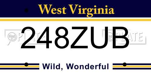 248ZUB West Virginia License Plate