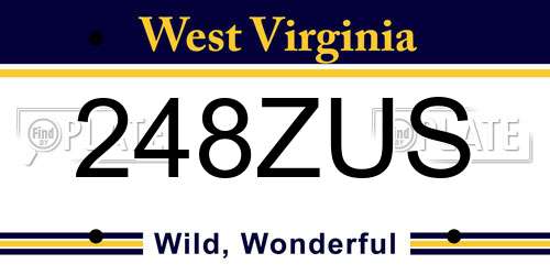 248ZUS West Virginia License Plate