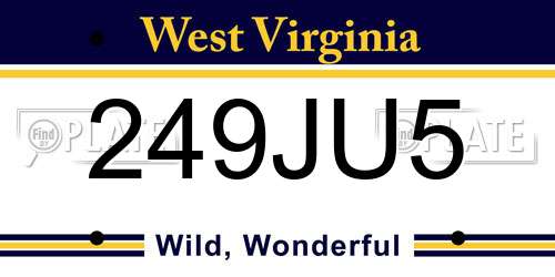 249JU5 West Virginia License Plate