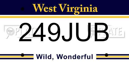 249JUB West Virginia License Plate