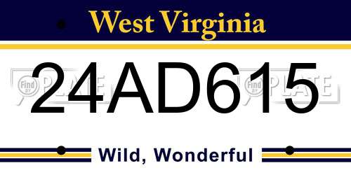 24AD615 West Virginia License Plate