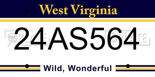 24AS564 West Virginia License Plate