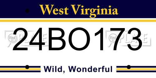 24BO173 West Virginia License Plate