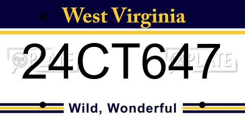 24CT647 West Virginia License Plate