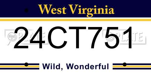 24CT751 West Virginia License Plate