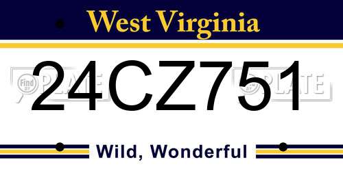 24CZ751 West Virginia License Plate
