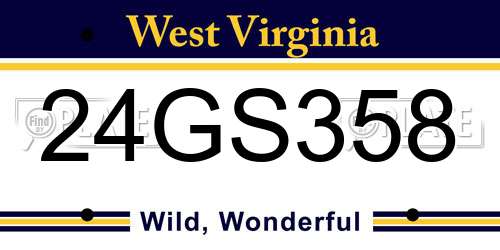 24GS358 West Virginia License Plate