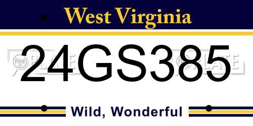 24GS385 West Virginia License Plate