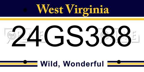 24GS388 West Virginia License Plate